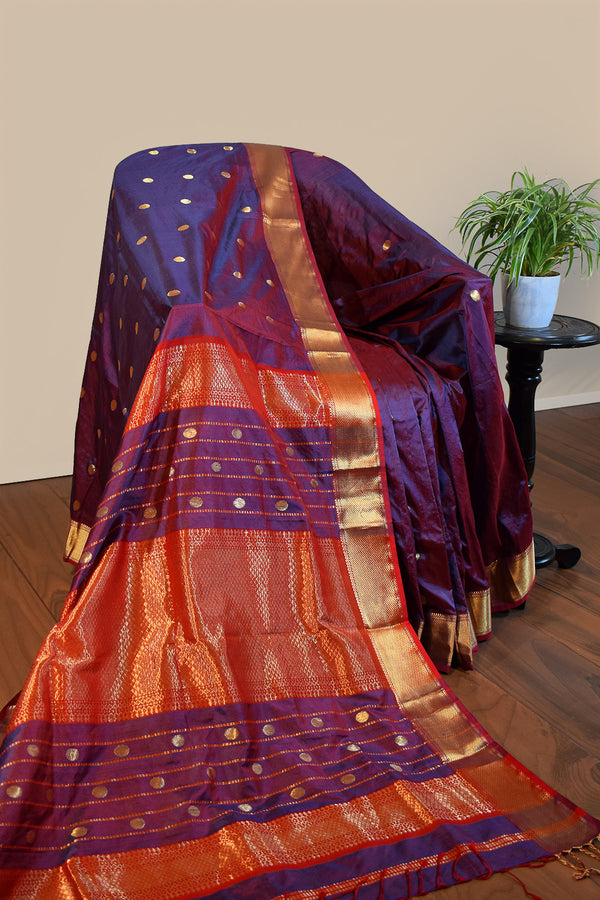 Purple Mulberry Silk Saree