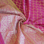 Rani Pink Handwoven Banarasi Silk Suit Set with Gold Zari Jaal & Ornate Border