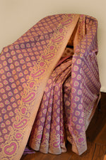 Mauve Plum Jamdani-Inspired Banarasi Silk Saree