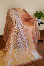 Mocha Rose Jamdani-Inspired Banarasi Silk Saree