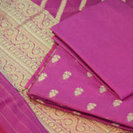 Hot Pink Banarasi Suit Fabric with Regal Zari Stripes