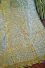 Mint Olive Jamdani-Inspired Banarasi Silk Saree