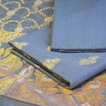 Elegant Grey Handwoven Banarasi Suit Set with Intricate Zari Work