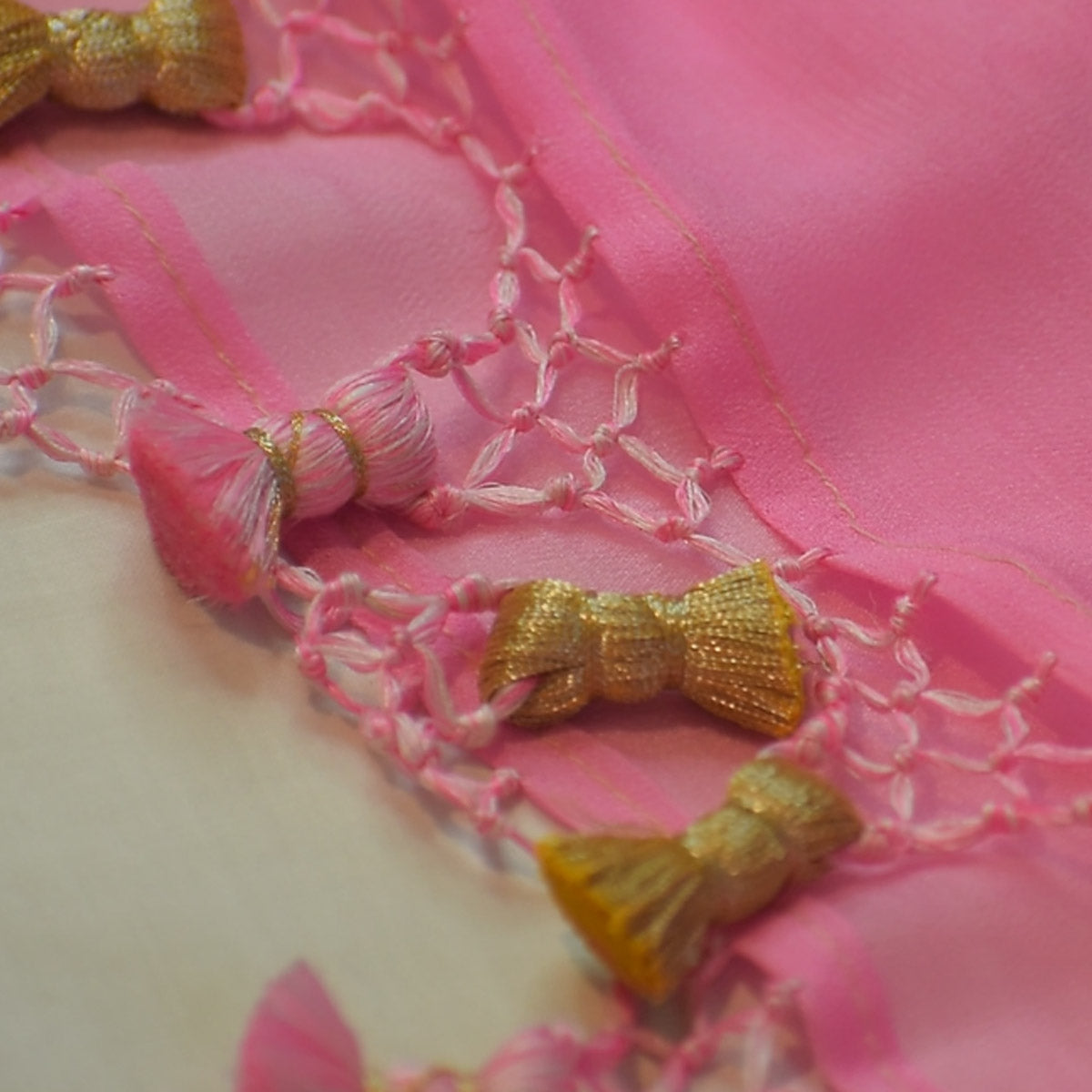 Pink Banarasi Suit Fabric with Golden Floral Zari