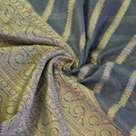 Charcoal Grey Banarasi Suit Fabric with Regal Zari Stripes
