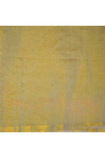 Jute Upada golden checker pattern saree-Off white