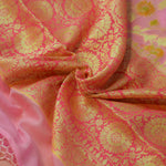 Pink Banarasi Suit Fabric with Golden Floral Zari