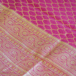 Rani Pink Handwoven Banarasi Silk Suit Set with Gold Zari Jaal & Ornate Border