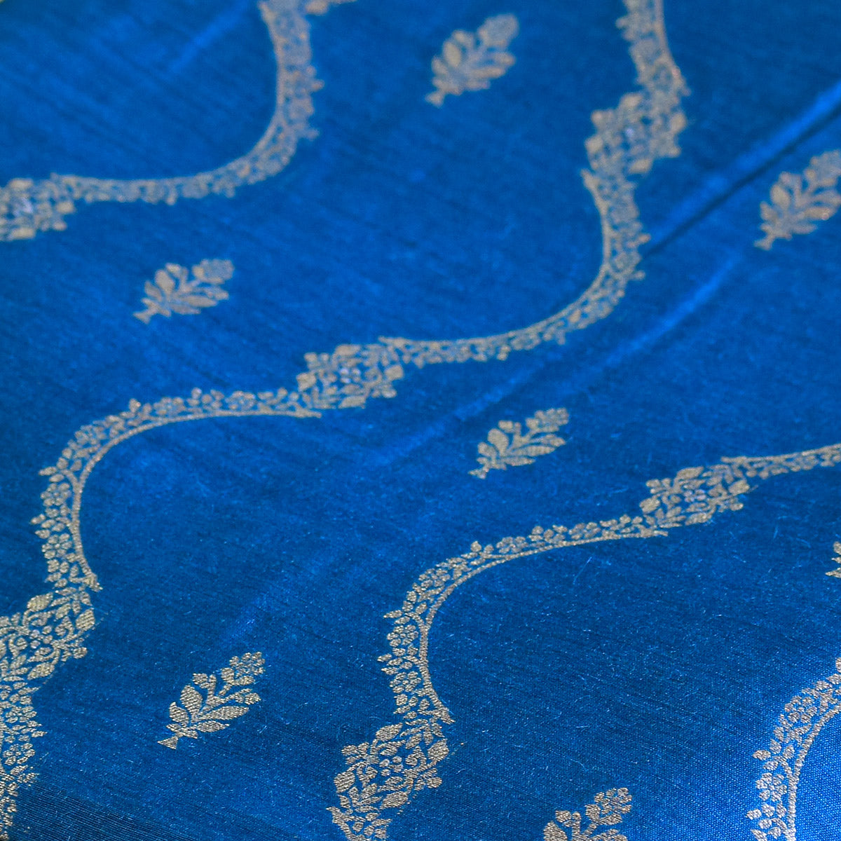 Azure Blue Handwoven Banarasi Munga Muslin Suit Set with Zari Butis & Ornate Border