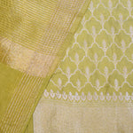 Olive Green–Pure Munga Silk Banarasi Unstitched Suit Set
