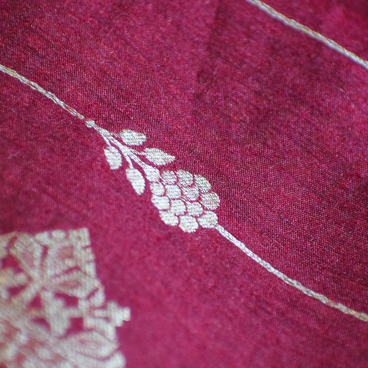 Maroon Handwoven Banarasi Suit Set with Zari Motifs & Ornate Border