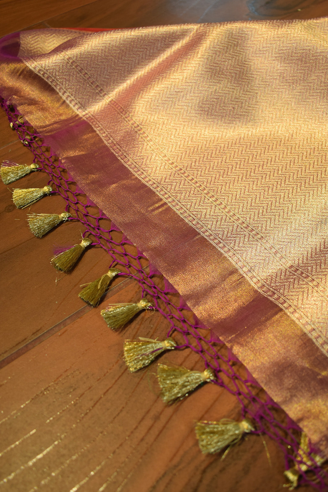 Royal Purple Jamdani-Inspired Banarasi Silk Saree