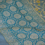 Bluish Grey Banarasi Georgette Suit Set with Zari Floral Border