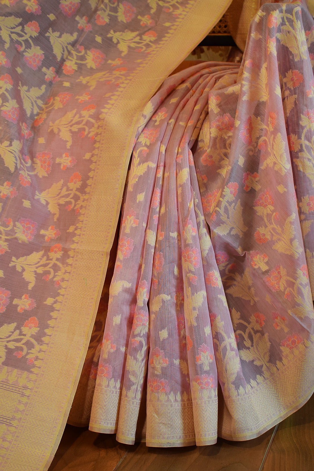 Lavender Jamdani-Inspired Banarasi Silk Saree