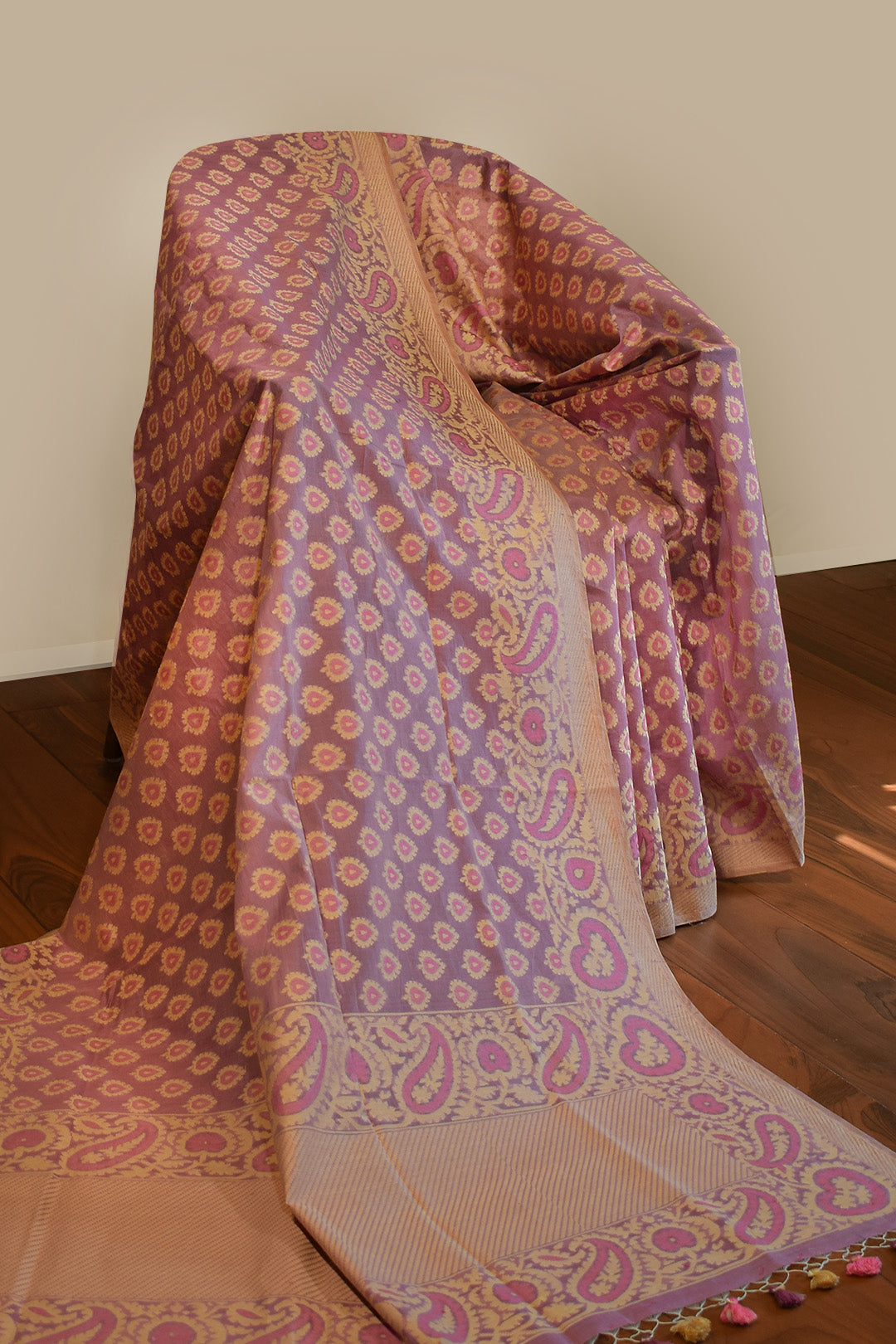 Mauve Plum Jamdani-Inspired Banarasi Silk Saree
