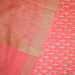 Soft Coral Peach Pink- Pure Munga Silk Banarasi Unstitched Suit Set