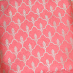 Soft Coral Peach Pink- Pure Munga Silk Banarasi Unstitched Suit Set