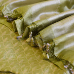 Olive Green Handwoven Banarasi Munga Muslin Suit Set with Zari Butis & Ornate Border