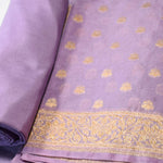 Lilac- Linen Tussar Banarasi Kadwa Unstitched Suit Set