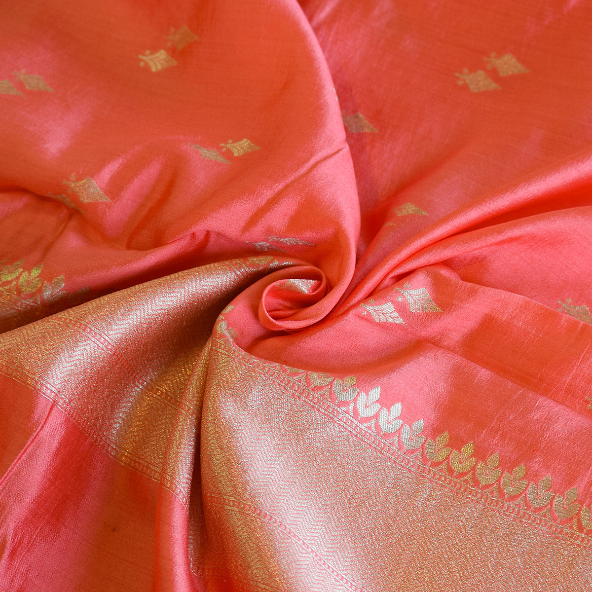 Pink Handwoven Banarasi Munga Muslin Suit Set with Zari Butis & Ornate Border
