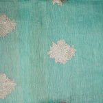 Turquoise Blue- Linen Tussar Banarasi Kadwa Unstitched Suit Set