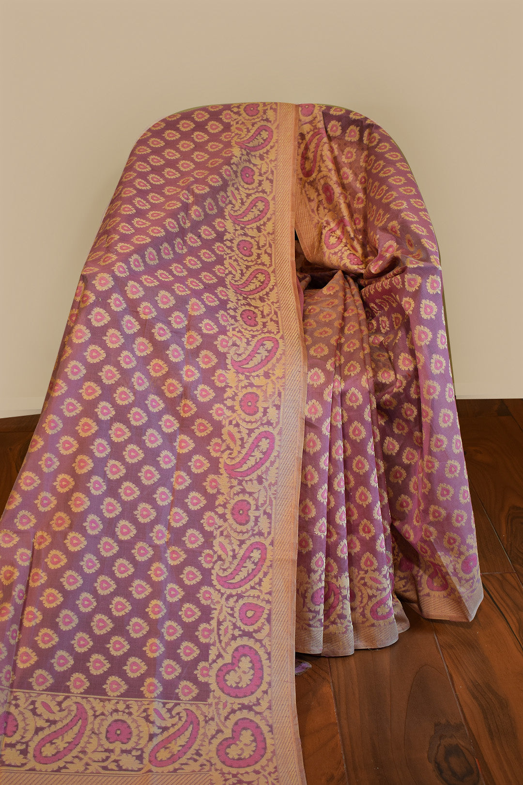 Mauve Plum Jamdani-Inspired Banarasi Silk Saree