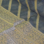 Charcoal Grey Banarasi Suit Fabric with Regal Zari Stripes