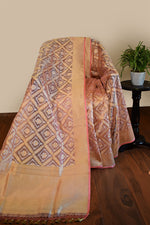 Mocha Rose Jamdani-Inspired Banarasi Silk Saree