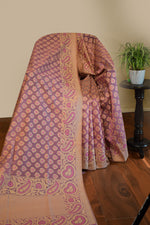 Mauve Plum Jamdani-Inspired Banarasi Silk Saree