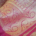 Hot Pink Banarasi Suit Fabric with Regal Zari Stripes