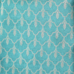 Turquoise Blue- Pure Munga Silk Banarasi Unstitched Suit Set