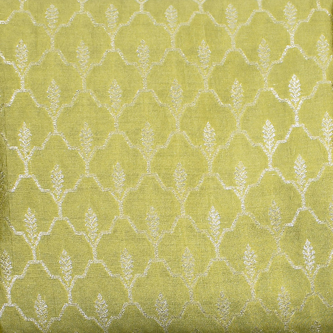 Olive Green–Pure Munga Silk Banarasi Unstitched Suit Set