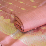 Terracotta Handwoven Banarasi Suit Set with Zari Motifs & Ornate Border