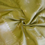 Olive Green Handwoven Banarasi Munga Muslin Suit Set with Zari Butis & Ornate Border