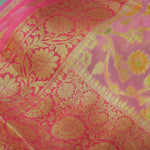 Pink Banarasi Suit Fabric with Golden Floral Zari