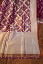 Royal Purple Jamdani-Inspired Banarasi Silk Saree