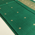 Emerald Green Banarasi Munga Silk Suit Set with Antique Gold Zari Detailing