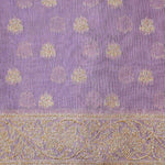 Lilac- Linen Tussar Banarasi Kadwa Unstitched Suit Set