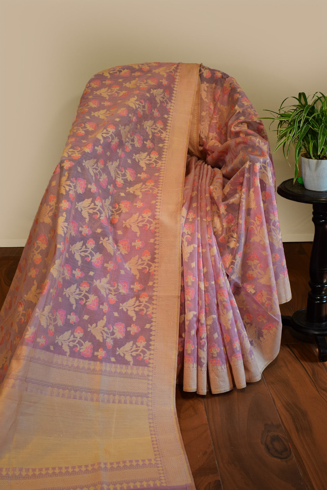 Lavender Jamdani-Inspired Banarasi Silk Saree
