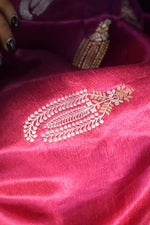 Pure mashru silk saree with banarasi silver and golden zari kadwa weaving-Purple