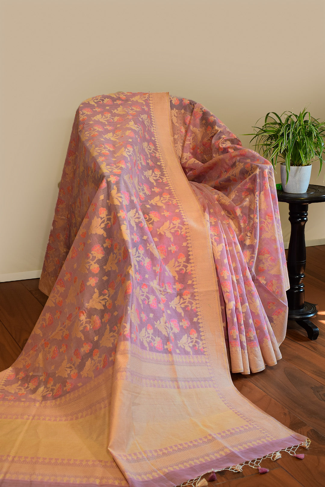 Lavender Jamdani-Inspired Banarasi Silk Saree