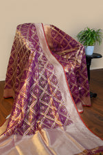 Royal Purple Jamdani-Inspired Banarasi Silk Saree