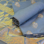 Elegant Grey Handwoven Banarasi Suit Set with Intricate Zari Work