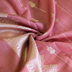 Terracotta Handwoven Banarasi Suit Set with Zari Motifs & Ornate Border