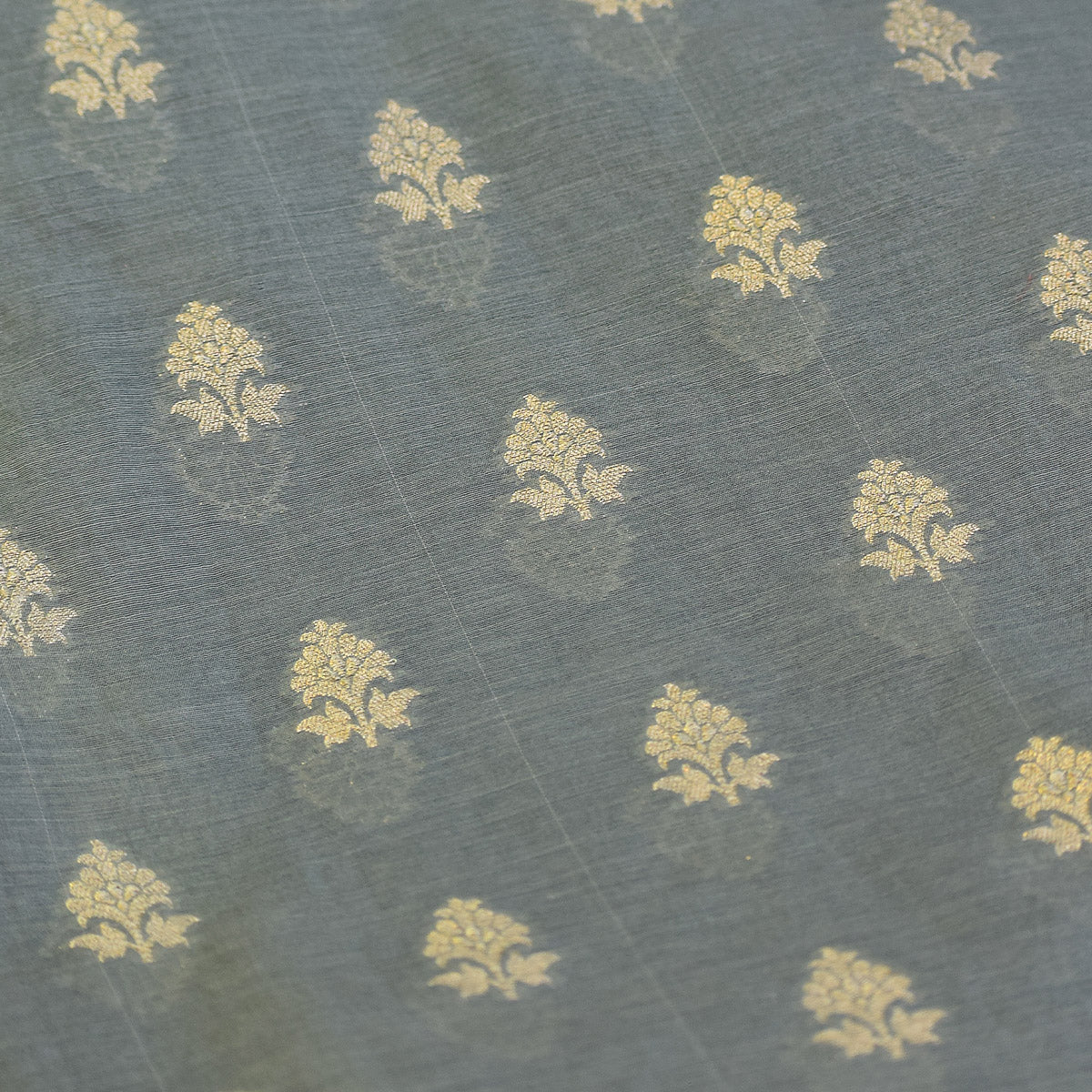 Charcoal Grey Banarasi Suit Fabric with Regal Zari Stripes