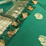 Emerald Green Banarasi Munga Silk Suit Set with Antique Gold Zari Detailing