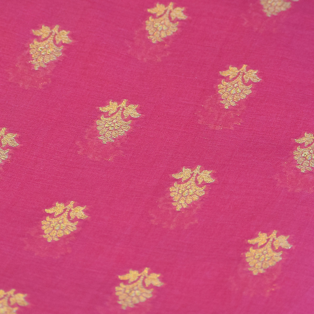 Hot Pink Banarasi Suit Fabric with Regal Zari Stripes