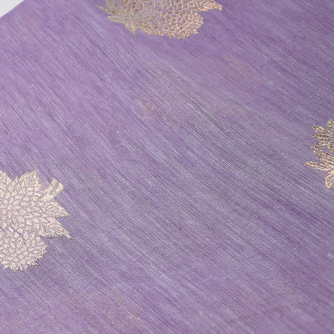 Lilac- Linen Tussar Banarasi Kadwa Unstitched Suit Set