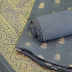 Charcoal Grey Banarasi Suit Fabric with Regal Zari Stripes