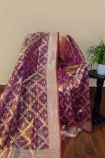 Royal Purple Jamdani-Inspired Banarasi Silk Saree
